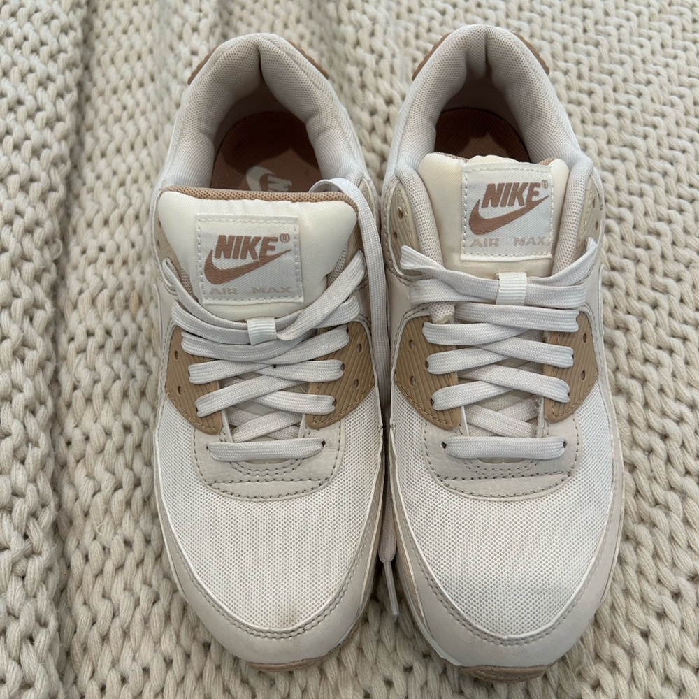Nike Air Max White and Tan Sneakers